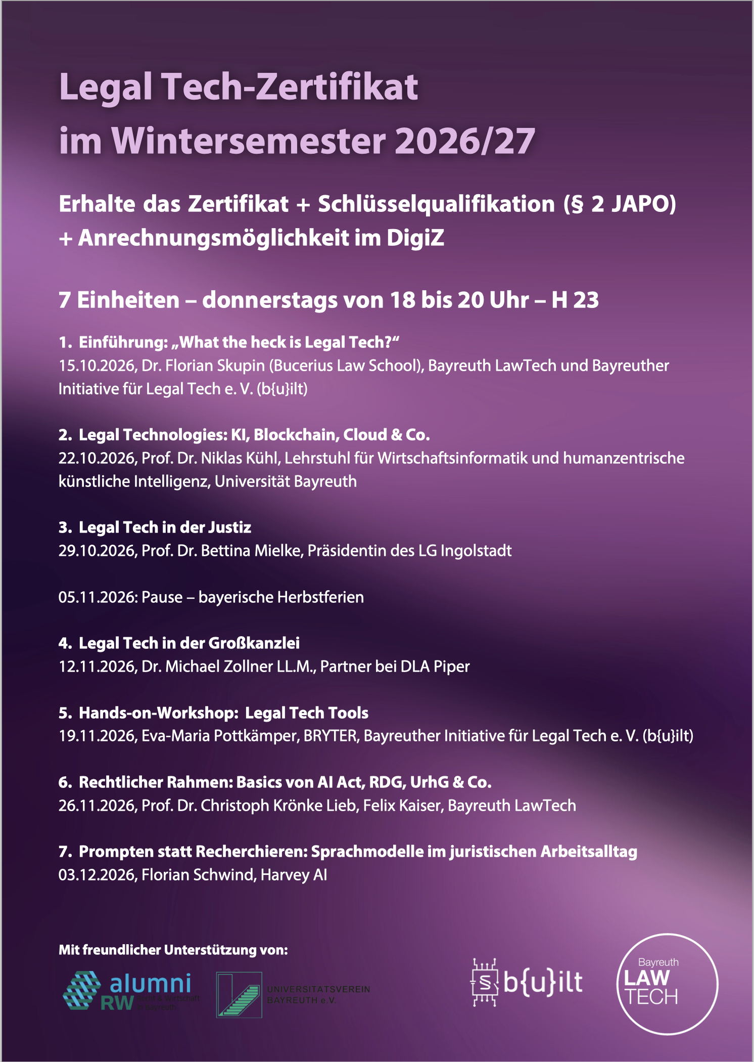 Plakat zum Ablauf